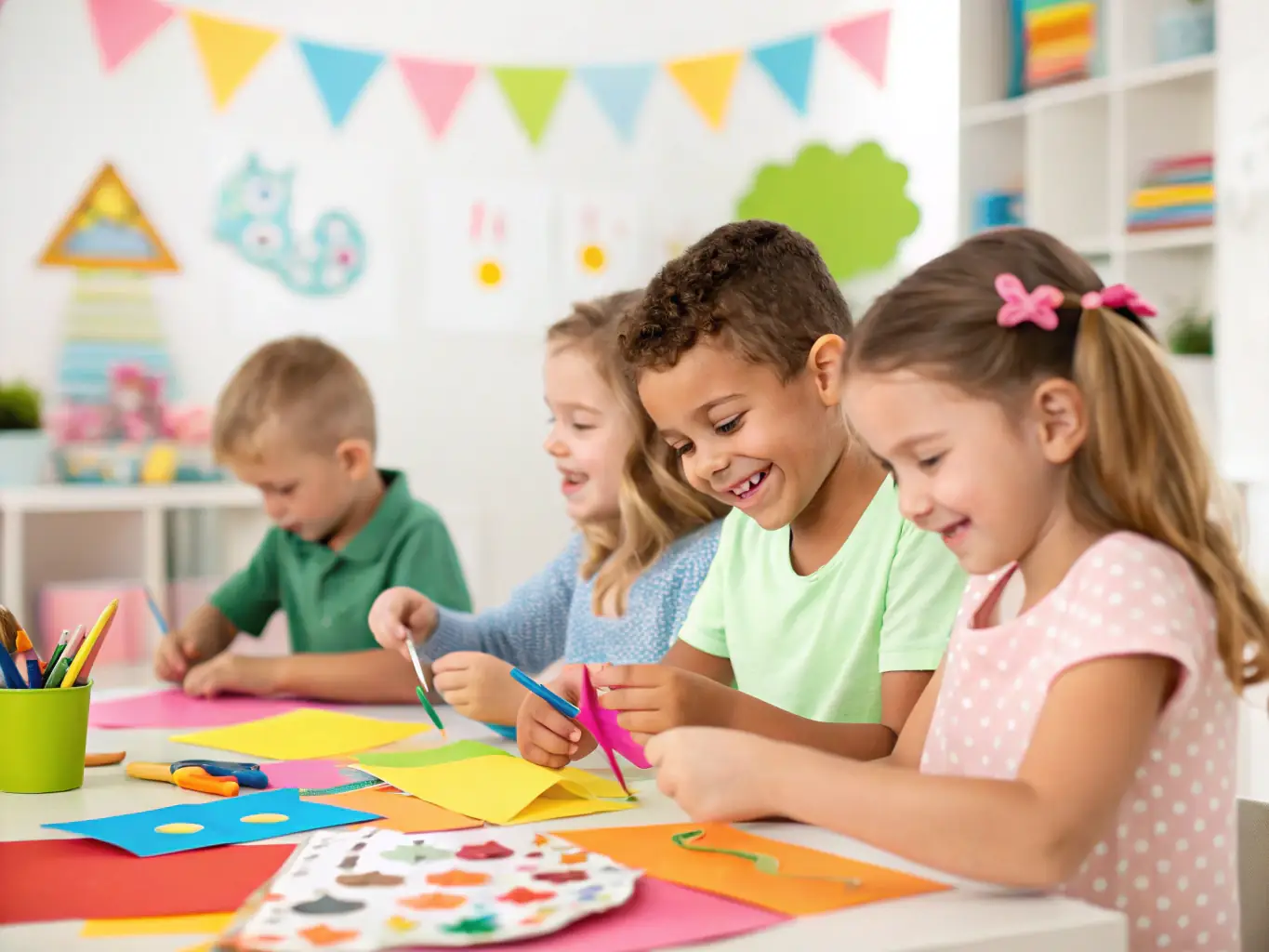 A colorful image of participants creating unique crafts during an arts and crafts session, highlighting the fun and creativity of the program.